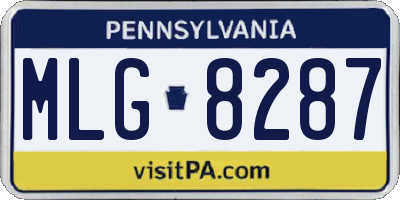 PA license plate MLG8287