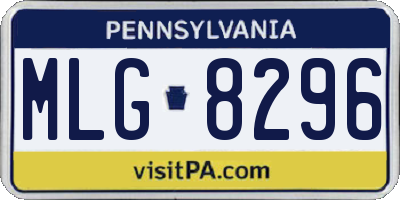 PA license plate MLG8296
