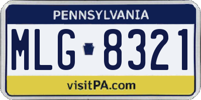 PA license plate MLG8321