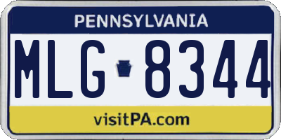PA license plate MLG8344