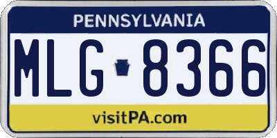 PA license plate MLG8366