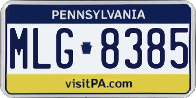 PA license plate MLG8385