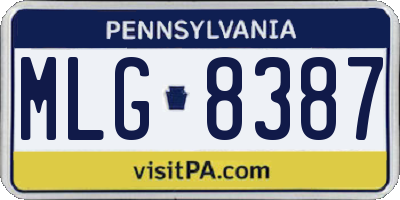 PA license plate MLG8387