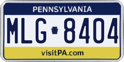 PA license plate MLG8404