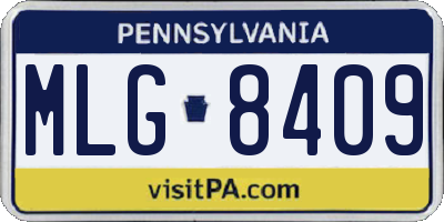 PA license plate MLG8409