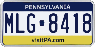 PA license plate MLG8418