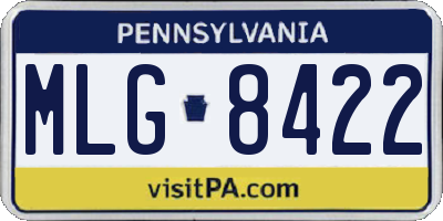 PA license plate MLG8422