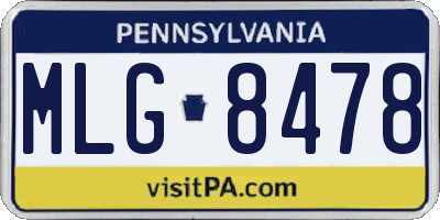 PA license plate MLG8478
