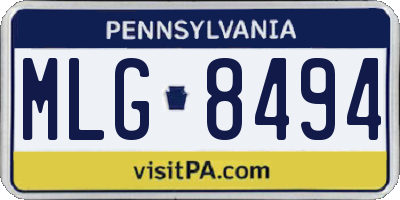 PA license plate MLG8494