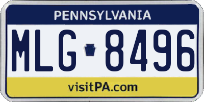 PA license plate MLG8496