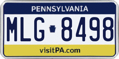 PA license plate MLG8498
