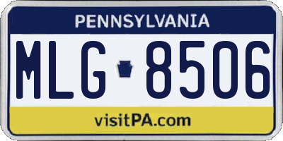 PA license plate MLG8506