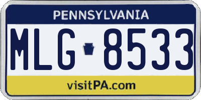 PA license plate MLG8533