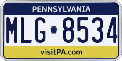 PA license plate MLG8534