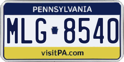 PA license plate MLG8540