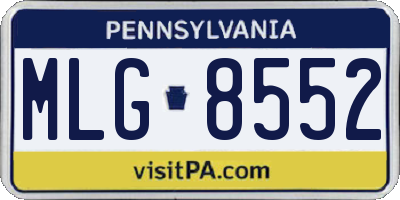 PA license plate MLG8552