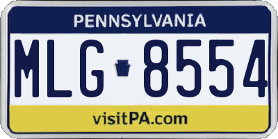 PA license plate MLG8554