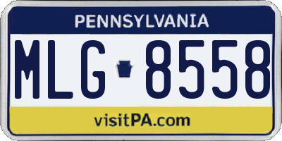 PA license plate MLG8558