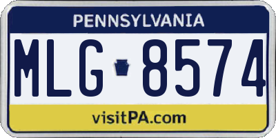 PA license plate MLG8574