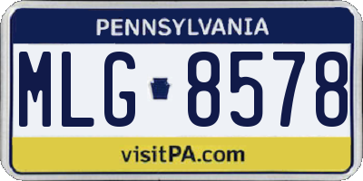 PA license plate MLG8578