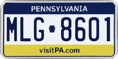 PA license plate MLG8601