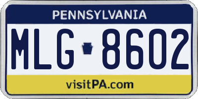 PA license plate MLG8602