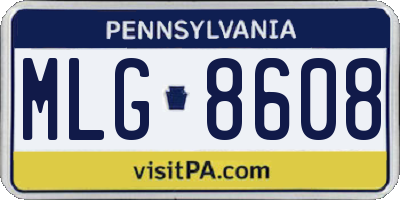 PA license plate MLG8608
