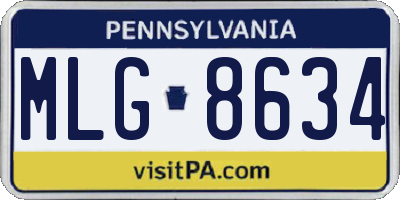 PA license plate MLG8634