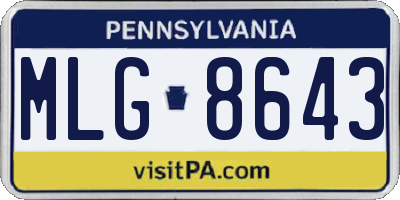 PA license plate MLG8643