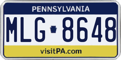 PA license plate MLG8648