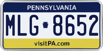 PA license plate MLG8652