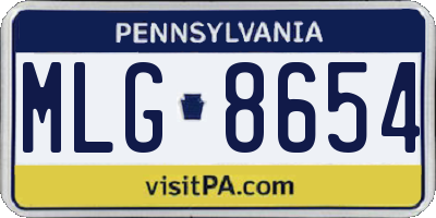 PA license plate MLG8654