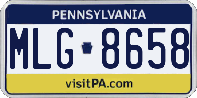 PA license plate MLG8658