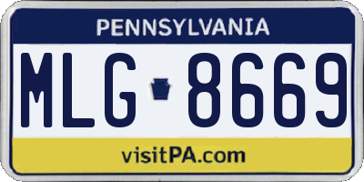 PA license plate MLG8669
