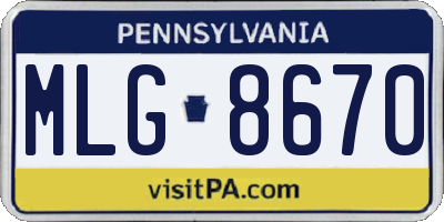 PA license plate MLG8670