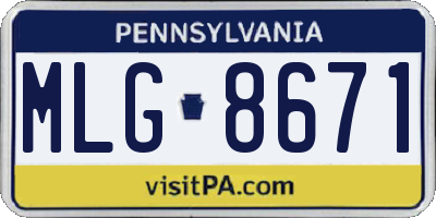 PA license plate MLG8671