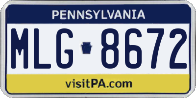 PA license plate MLG8672