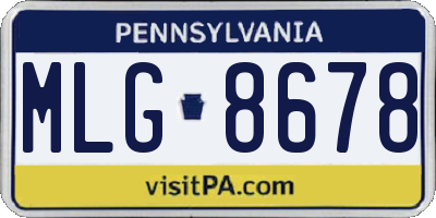 PA license plate MLG8678