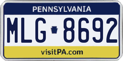 PA license plate MLG8692