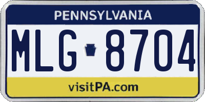 PA license plate MLG8704