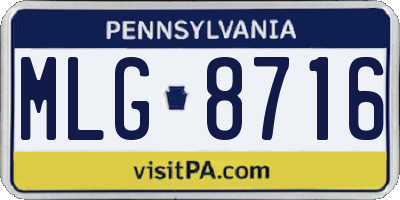 PA license plate MLG8716