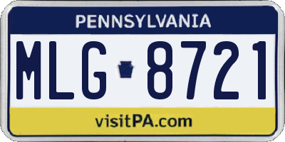 PA license plate MLG8721