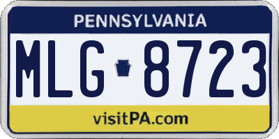 PA license plate MLG8723