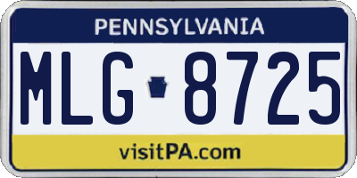 PA license plate MLG8725
