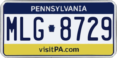 PA license plate MLG8729