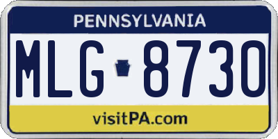 PA license plate MLG8730
