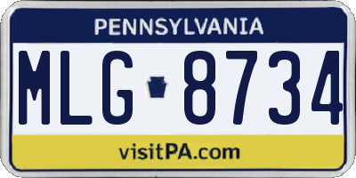 PA license plate MLG8734