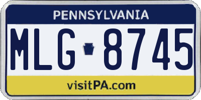 PA license plate MLG8745