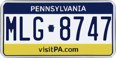 PA license plate MLG8747