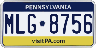 PA license plate MLG8756